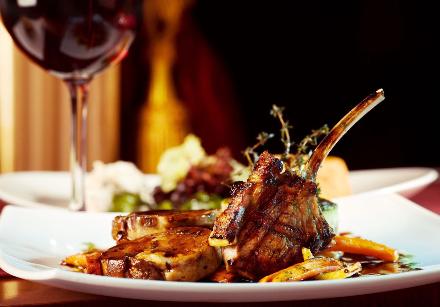 Gourmet-Grilled-Lamb-Chops-with-glass-of-red-wine