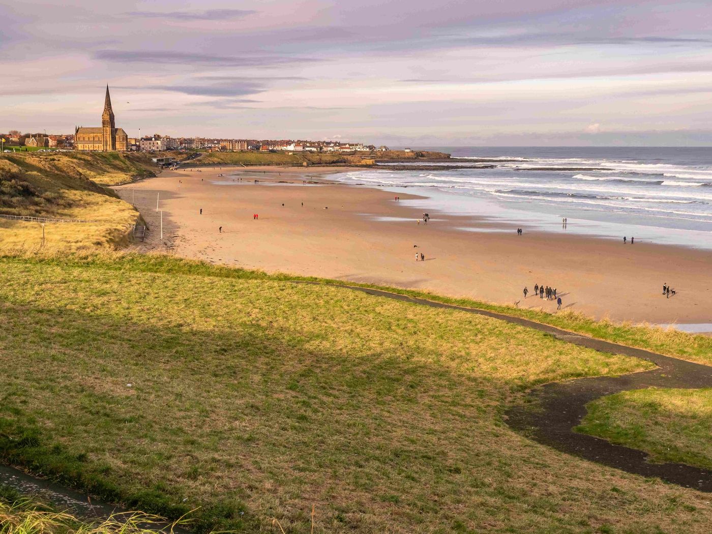 Hadrians Wall beach and church