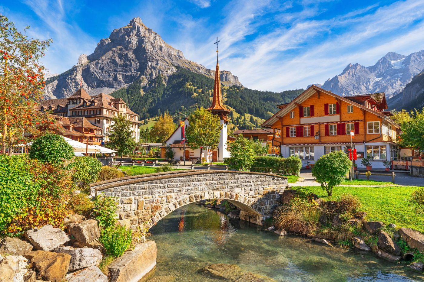Kandersteg town Via Alpina Bernese Oberland Switzerland