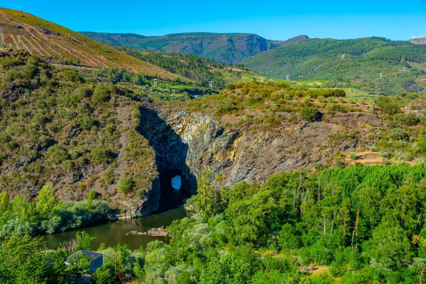 Panoramic View of Sil river with Montefurado tunnel