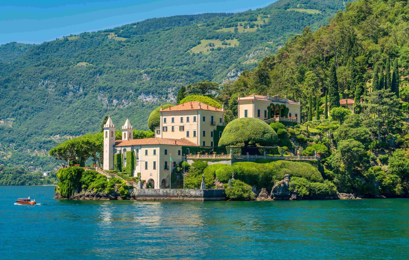 Villa del Balbianello Lenno, overlooking Lake Como. Lombardy, Italy.