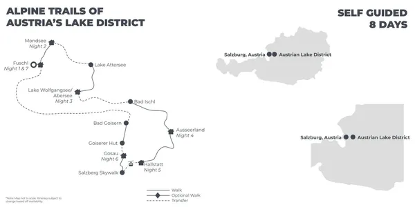 Alpine Trails of Austria's Lake District - 8 days route map