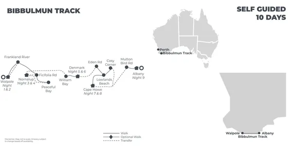Bibbulmun Track - 10 Days route map