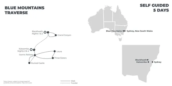 Blue Mountains Traverse - 5 Days route map