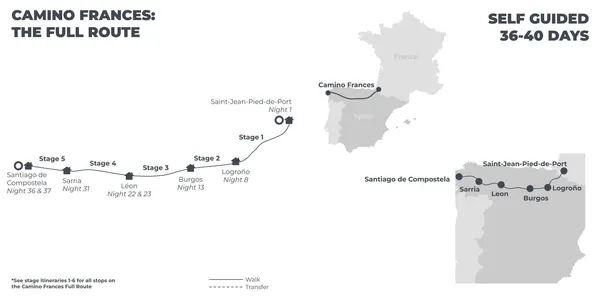 Camino Frances: The Full Route - 36 Days route map