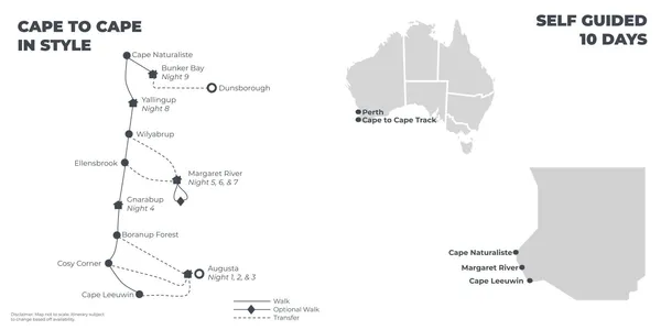 Cape-to-Cape In-Style - 10 days route map