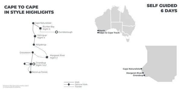 Cape-to-Cape In Style Highlights - 6 Days route map