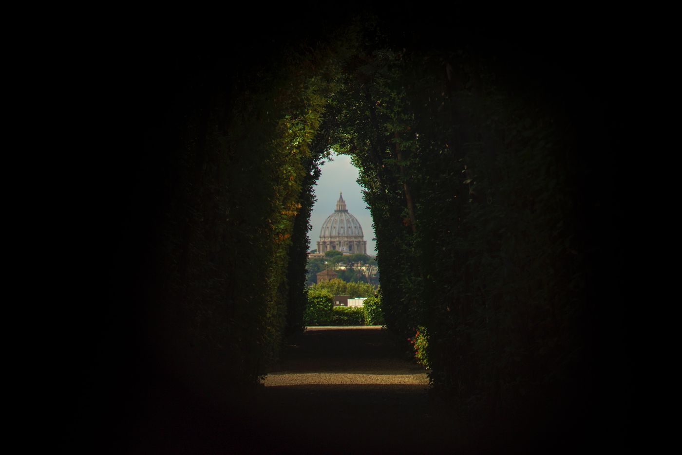cupolone san pietro from an hidden garden