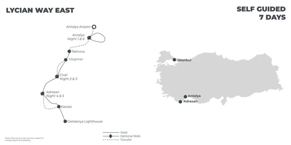 LYCIAN WAY EAST - 7 DAYS route map