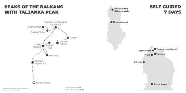 Peaks of the Balkans With Taljanka Summit - 7 Days route map
