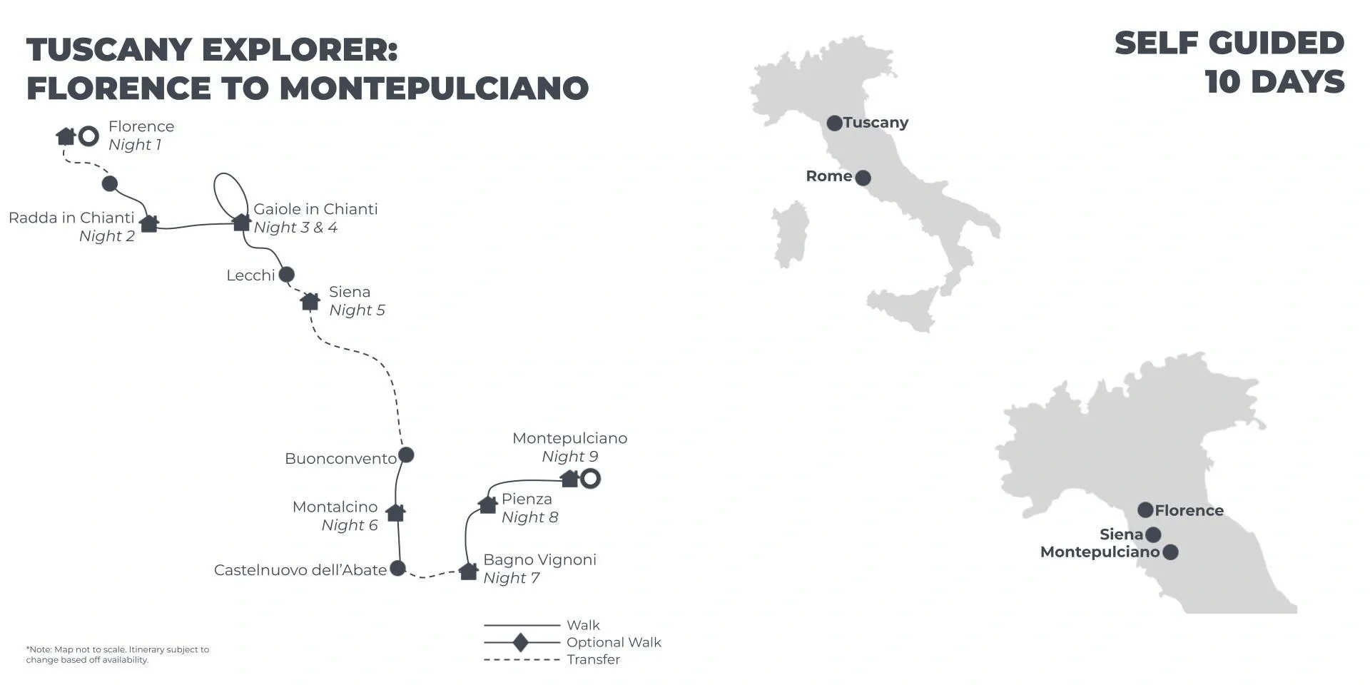 Tuscany Explorer: Florence to Montepulciano - 10 Days route map